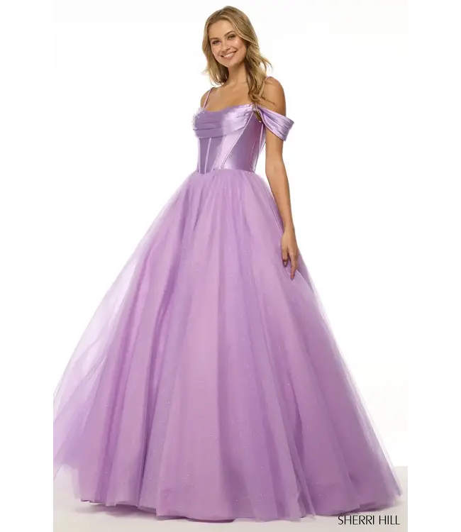 57034 Robe En Tulle Au Corset Satiné Jaune