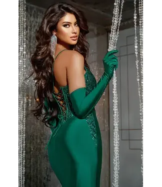 D5061 Robe À Corset Brillant Émeraude