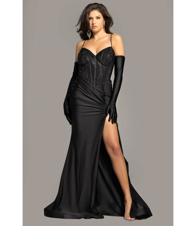 D5061 Robe À Corset Brillant Noire