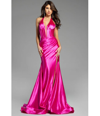 41012 Robe En Satin Rose Flamboyant