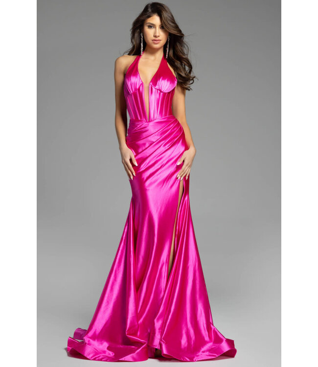 41012 Robe En Satin Rose Flamboyant