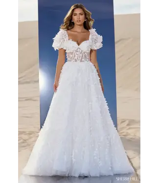 56813 Robe Manches Bouffantes Ivoire