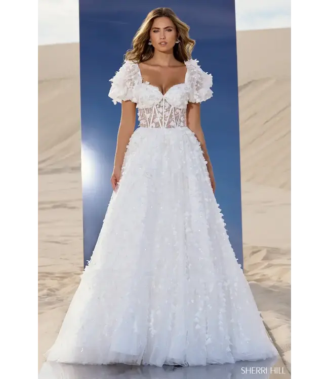 56813 Robe Manches Bouffantes Ivoire