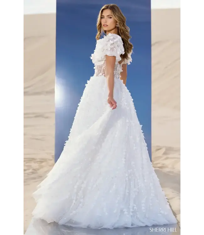 56813 Robe Manches Bouffantes Ivoire