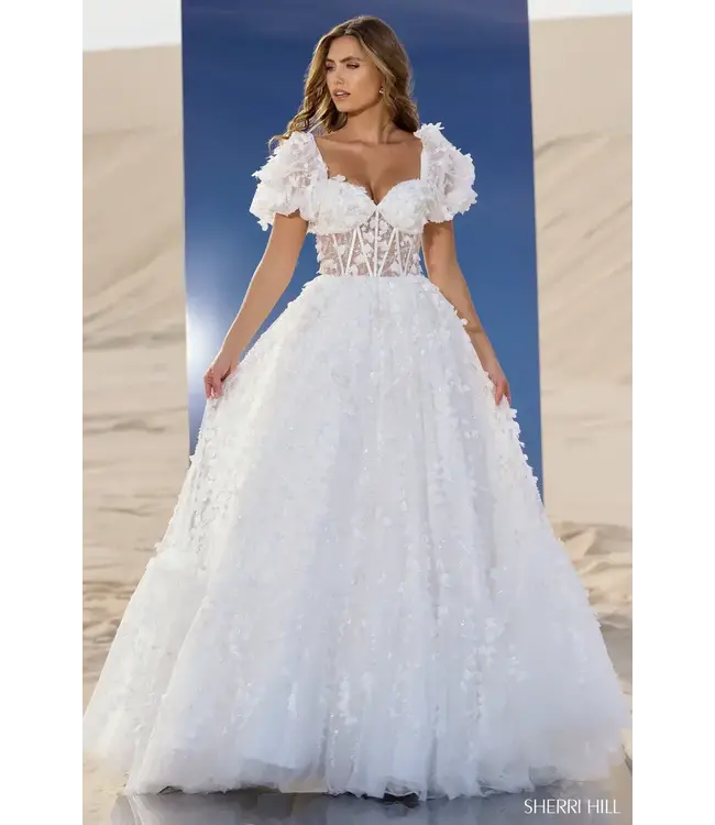 56813 Robe Manches Bouffantes Ivoire