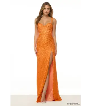 57089 Robe En Dentelle Orange