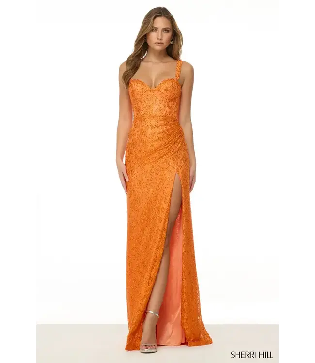 57089 Robe En Dentelle Orange