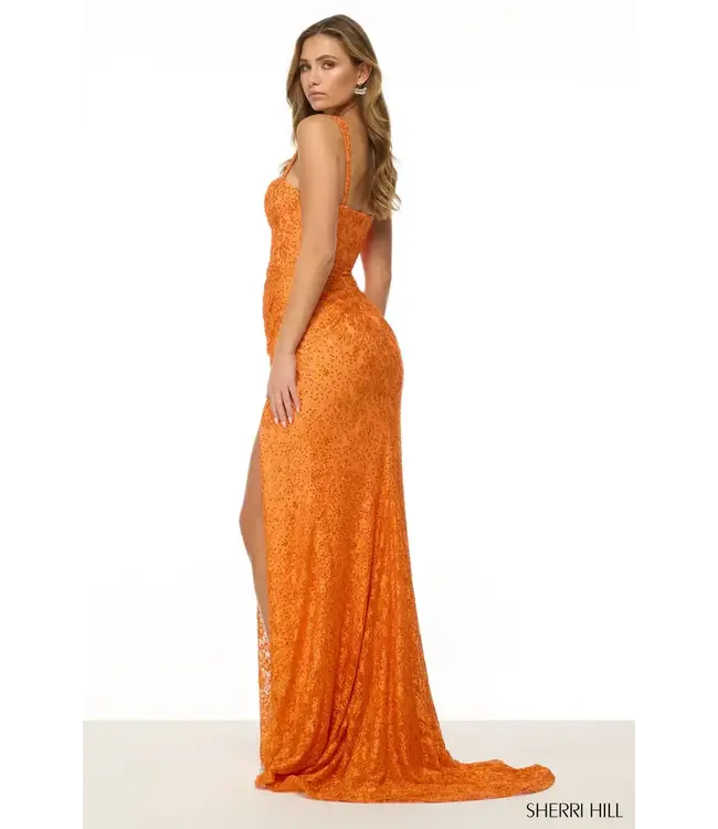 57089 Robe En Dentelle Orange