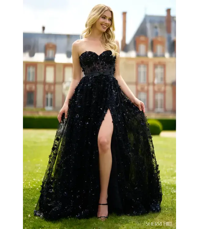 57013 Robe Corset Scintillante Noire