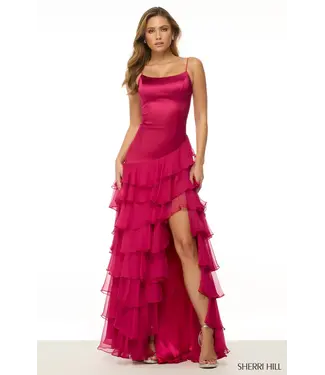 56962 Robe Satinee Avec Volant Royal