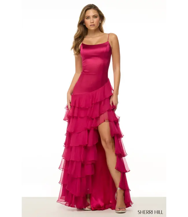 56962 Robe Satinee Avec Volant Royal