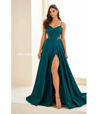 36227 Robe Fluide En Satin Turquoise