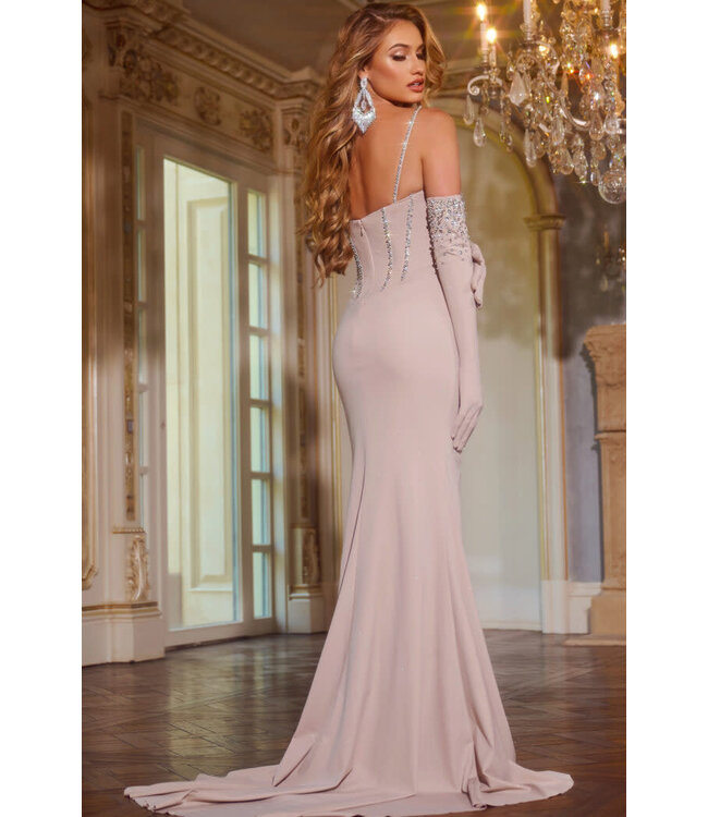 D5016 Robe Ajustée Corset Taupe