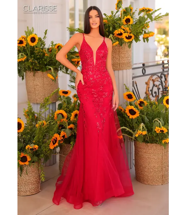811244 Robe Ajustée Brillante Rouge
