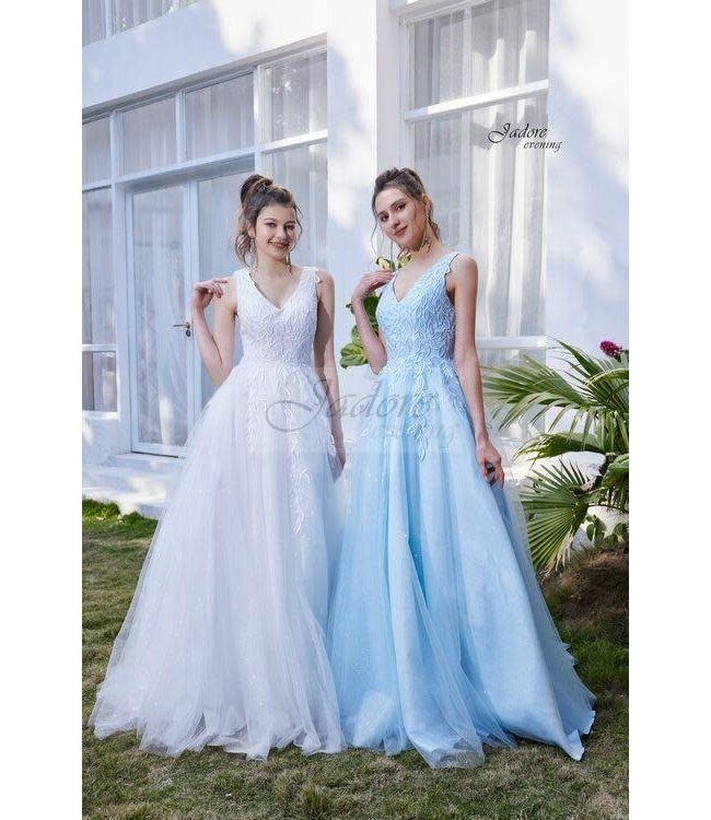 J21032 Robe Dentelle Coupe En A Dove