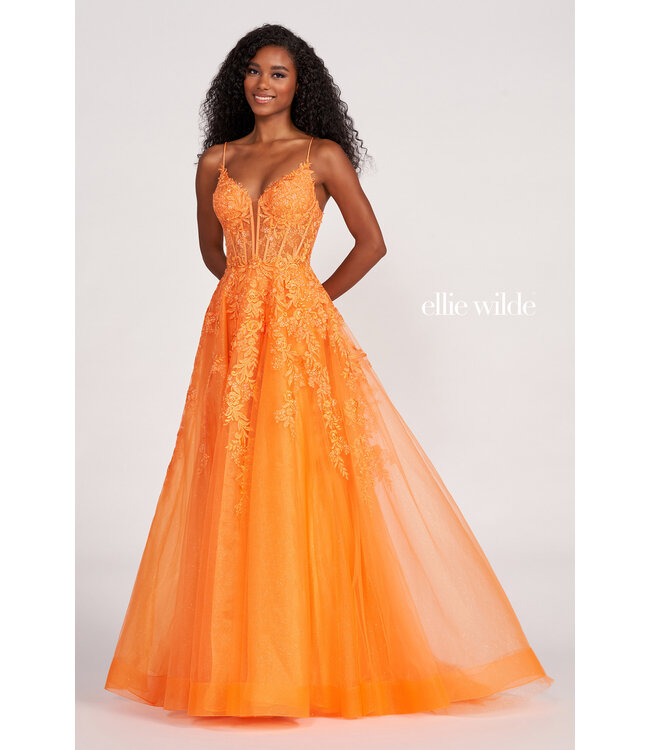 34036 Robe En Tulle Orange