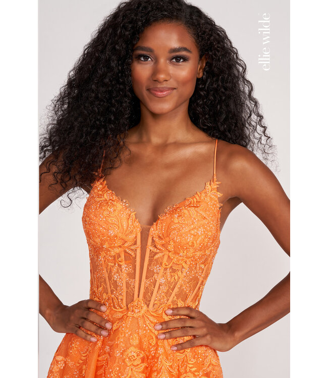 34036 Robe En Tulle Orange