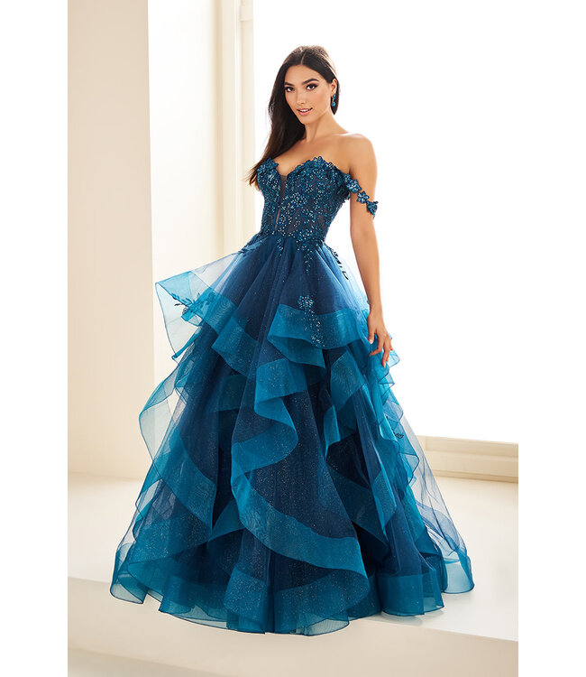 35084 Robe Avec Tulle À Étage Teal