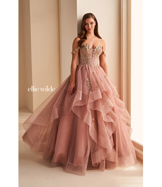 35084 Robe Avec Tulle à Étage Dusty Rose / Gold