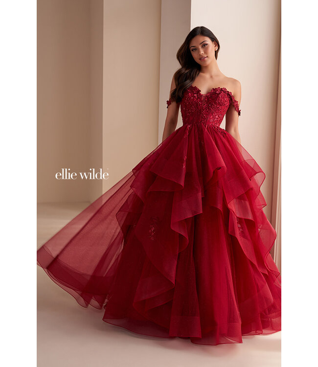 35084 Robe Avec Tulle À Étages Bourgogne