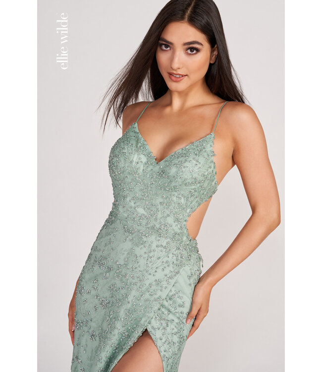 34046 Robe Scintillante Vert Sauge