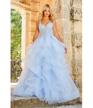 122080 Robe À Étages Bleu Pâle