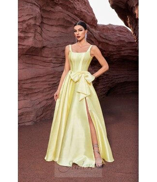 J27031 Robe princesse avec boucle Jaune