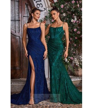 J26015 Robe Corset Et Dentelle Marine