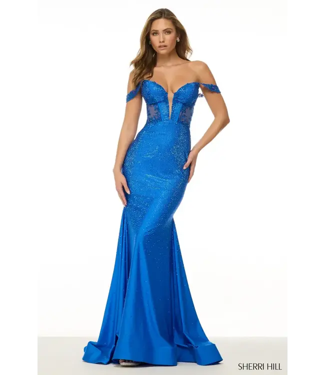 57036 Robe Ajustée Corset Brillante Royal