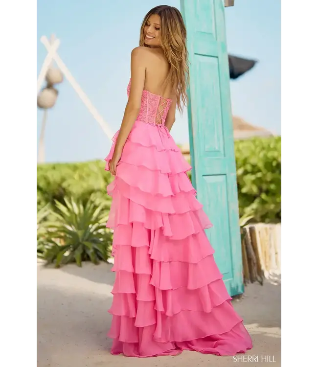 56162 Robe Corset À Volant Jaune