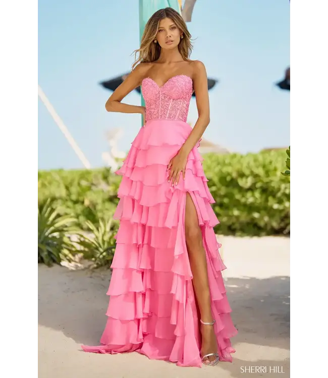 56162 Robe Corset À Volant Jaune