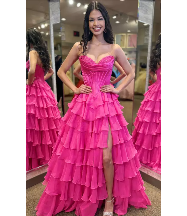 56911 Robe Corset Étagée Bright Fushia