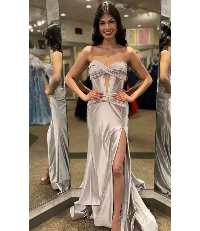 56161 Robe Avec Corset Bustier Argenté