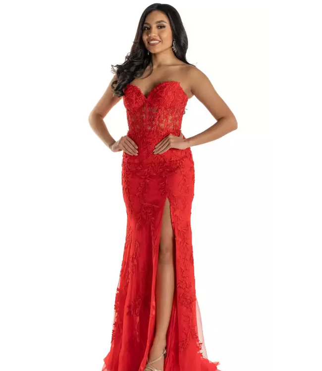 55467 Robe  À Broderies Rouge