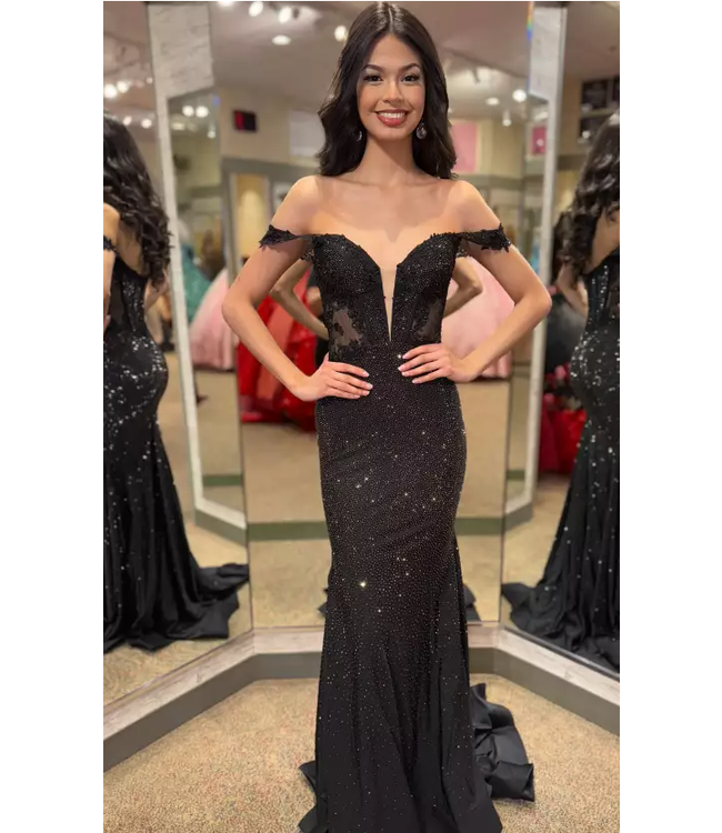 57036 Robe Ajustée Corset Brillante Noire