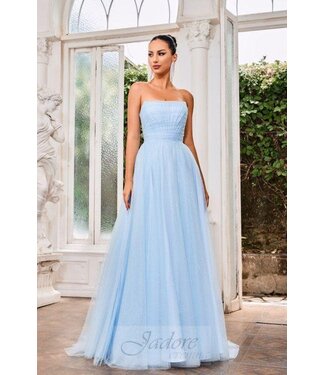 J24004 Robe scintillante fluide Bleu savon