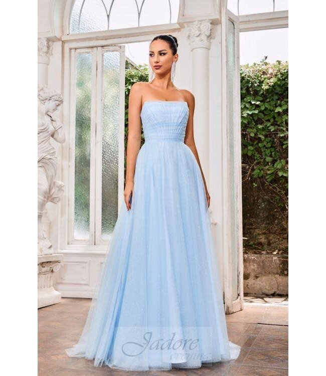 J24004 Robe scintillante fluide Bleu savon