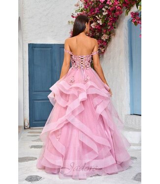 J25019 Robe Corset À Jupe Étagée Rose
