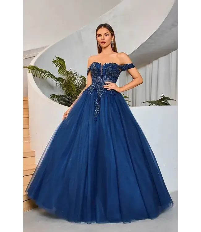 J25025 Robe Corset En Tulle Marine