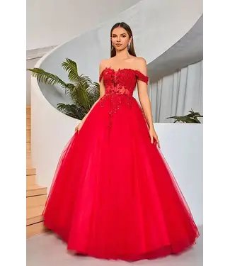 J25025 Robe Corset En Tulle Red