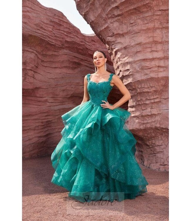 J27001  Robe à volants Émeraude