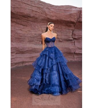 J27003 Robe en A Bleu Marin