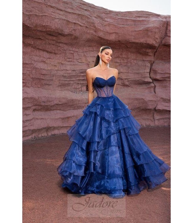 J27003 Robe en A Bleu Marin