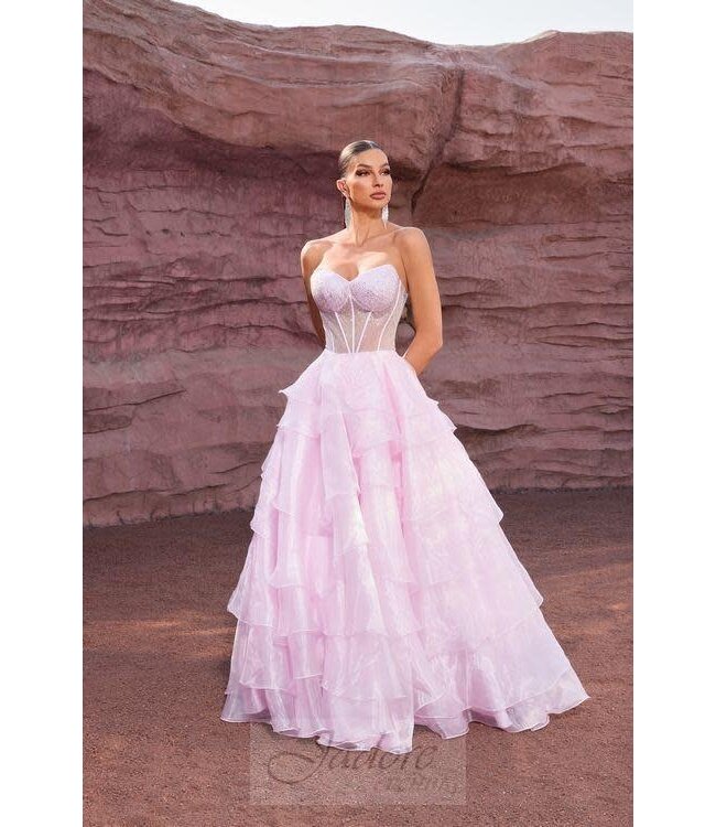 J27003 Robe en A Rose