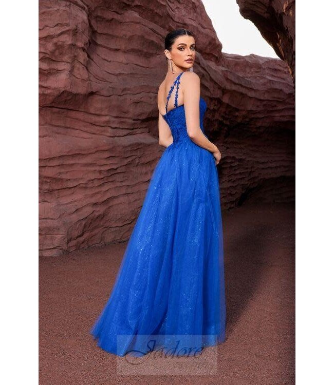 J27004 Robe en A une bretelle Royal