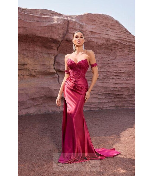 J27006 Robe corset ajustée Bourgogne