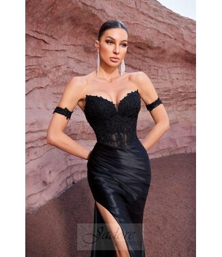 J27006 Robe corset ajustée Noire