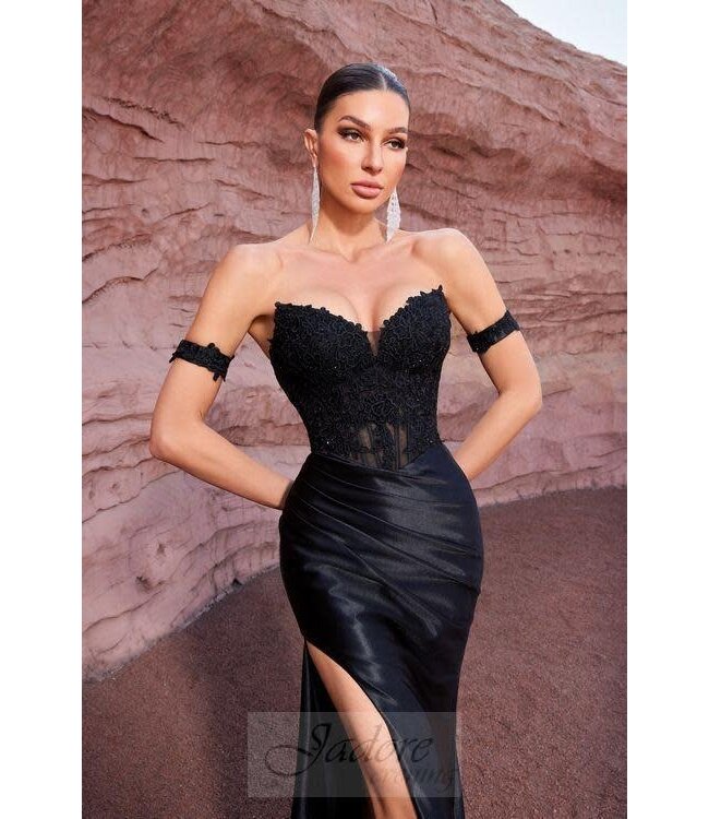 J27006 Robe corset ajustée Noire