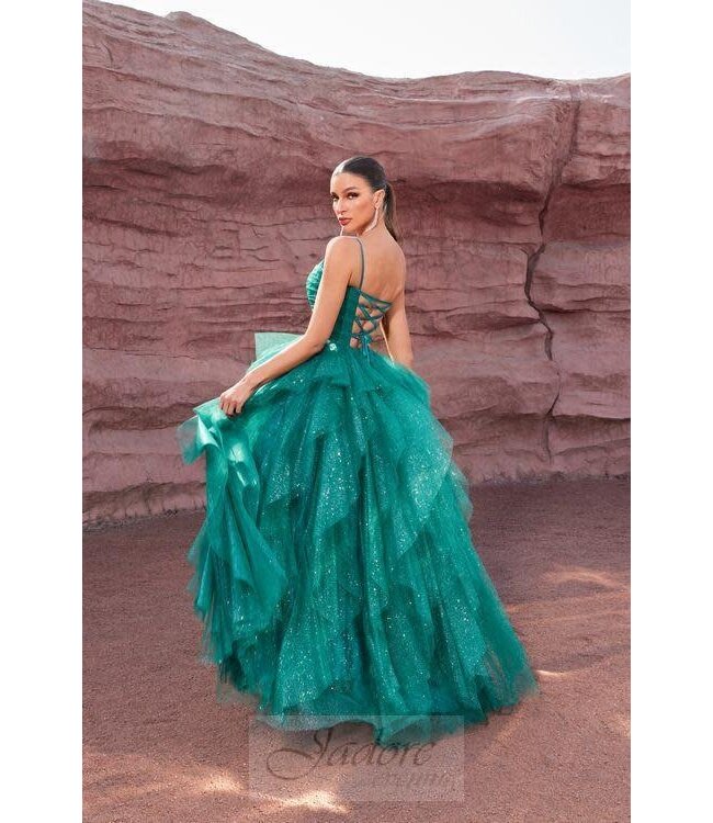 J27008 Robe à étages Émeraude