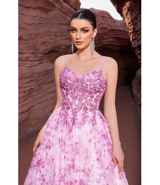J27015 Robe fleurie col en V Rose